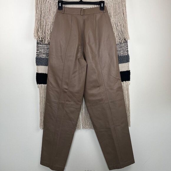 Toffs Women's Leather Taupe Vintage Y2K High Rise Pants Size 6 - Picture 3 of 9